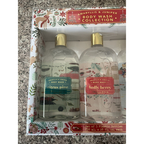 NEW H+B Amaryllis & Juniper Body Wash Christmas Holiday Collection Set of 3 - Picture 3 of 10